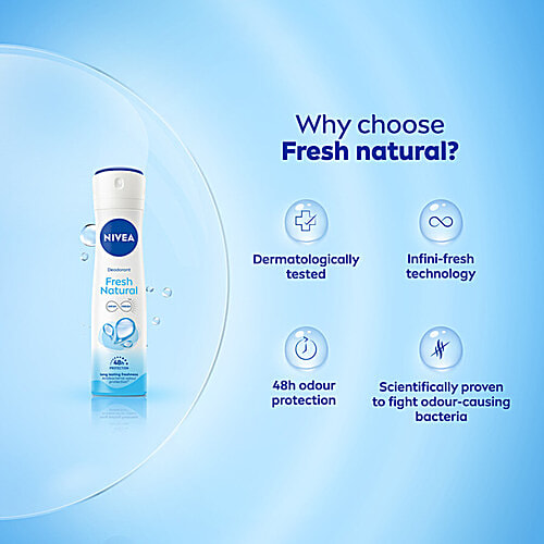 Nivea Fresh Natural Women Deodorant - Long Lasting Freshness & 48h Protection, 2x150 ml (Multipack) 
