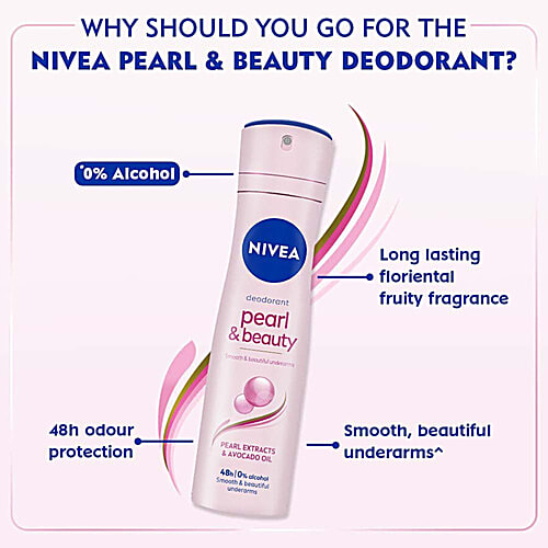 Nivea Pearl & Beauty Women Deodorant - Beautiful Underarms & 48h Protection, 2x150 ml (Multipack) 