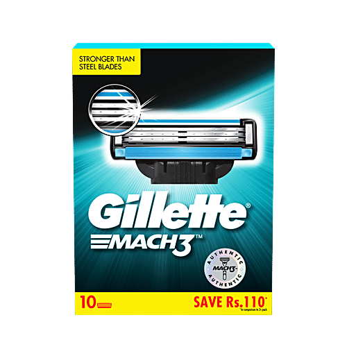 Gillette Pre Shave Foam - Classic Regular Skin 418g+Mach 3 Shaving Blades 10 pcs, Combo 2 Items 