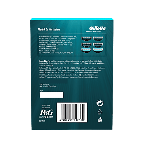 Gillette Mach 3 Shaving Blades 6pcs + Pre Shave Gel Fusion - Hydra Gel Sensitive 195 g, Combo 2 Items 