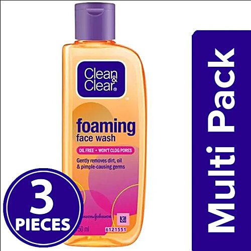 Clean & Clear Foaming Face Wash, 3x150 ml (Multipack) 