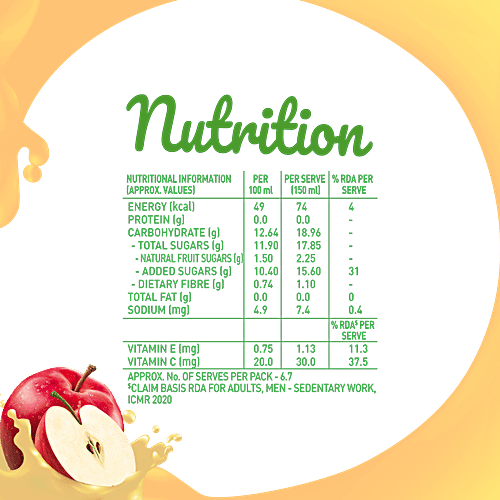 Buy B Natural Apple Juice Rich In Fibre, Vitamin C & E, 100 Fruit