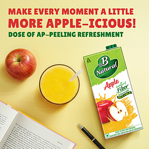 B Natural Apple Fruit Beverage, 3x1 L (Multipack) Ready To Serve Fruit Beverage