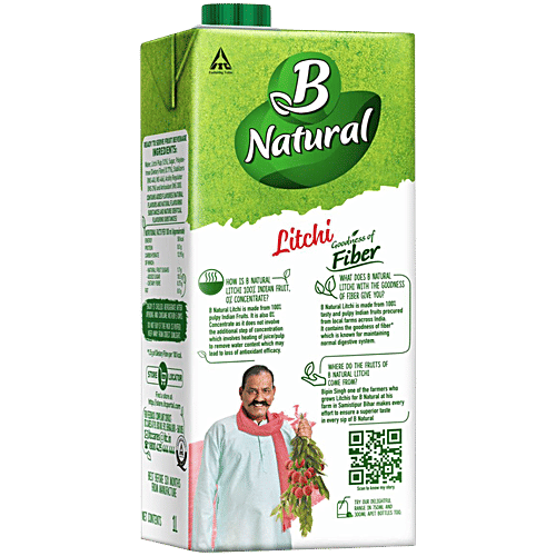 B Natural Litchi Fruit Beverage, 3x1 L (Multipack) 