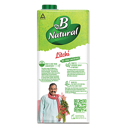 B Natural Juice - Litchi Luscious, 3x1 L Multipack 