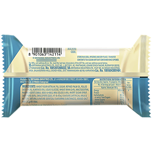 Britannia NutriChoice Oats Cookies - Milk Almond, 3x75 g Multipack 