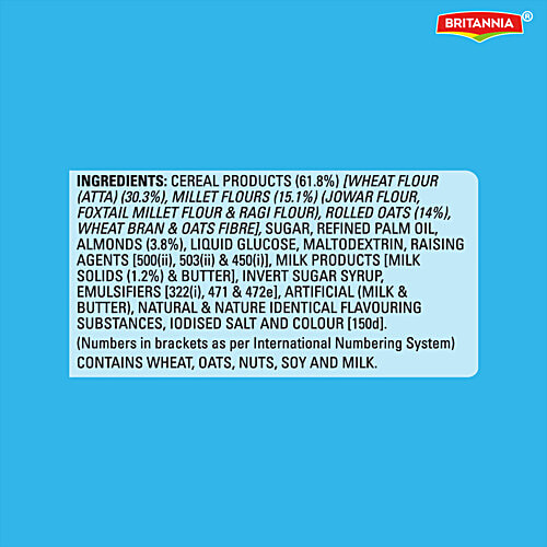 Britannia Nutri Choice Oats Milk & Almond Biscuits, 3 x 75 g (Multipack) 0% Maida