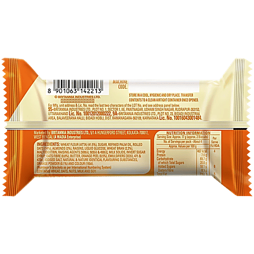 Britannia NutriChoice Oats Cookies - Orange Almond, 3x75 g Multipack 