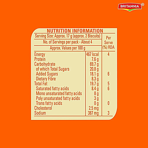 Britannia NutriChoice Oats Cookies - Orange Almond, 3x75 g Multipack 