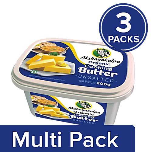 Akshayakalpa Cooking Butter - Unsalted, Organic, Tub, 3x200 g Multipack 