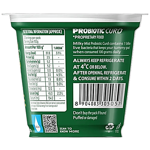 Milky Mist Probiotic Curd, 4x200 g (Multipack) 