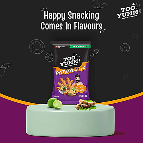 Too Yumm! Aloo Chaat Flavour Potato Stix Namkeen, 2 x 70 g Multipack