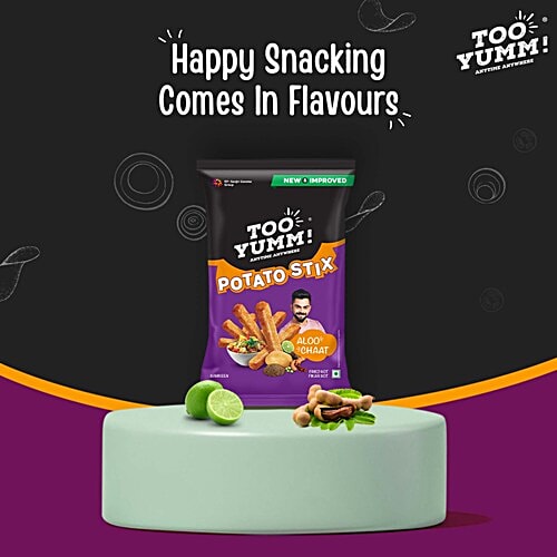 Too Yumm! Aloo Chaat Flavour Potato Stix Namkeen, 2 x 70 g Multipack