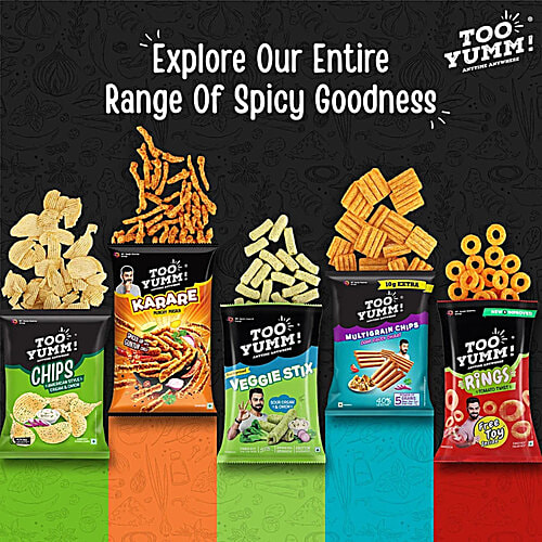 Too Yumm! Aloo Chaat Flavour Potato Stix Namkeen, 2 x 70 g Multipack