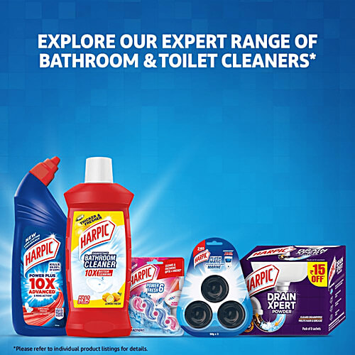 Harpic Power Plus Disinfectant Toilet Cleaner 1 L + Cistern Block - Flushmatic 100g, Combo 2 Items 