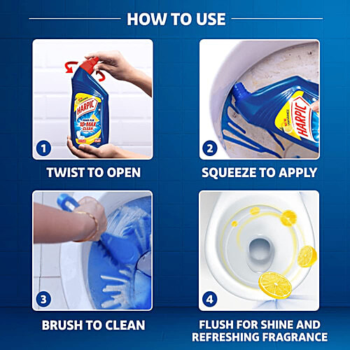 Harpic Power Plus Disinfectant Toilet Cleaner 1 L + Power Fresh 6 Toilet Rim Block 35 g, Combo (2 Items) 