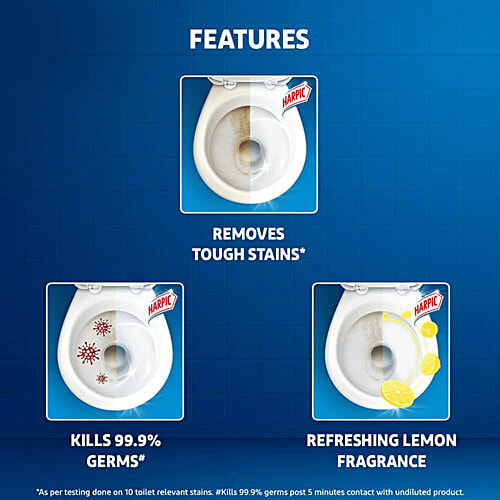 Harpic Power Plus Disinfectant Toilet Cleaner 1 L + Power Fresh 6 Toilet Rim Block 35 g, Combo (2 Items) 