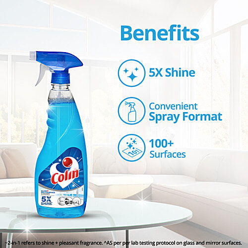 Colin Glass & Surface Cleaner Liquid Spray, Regular Refill 1 L + 500 ml, Combo (Pack of 2) 