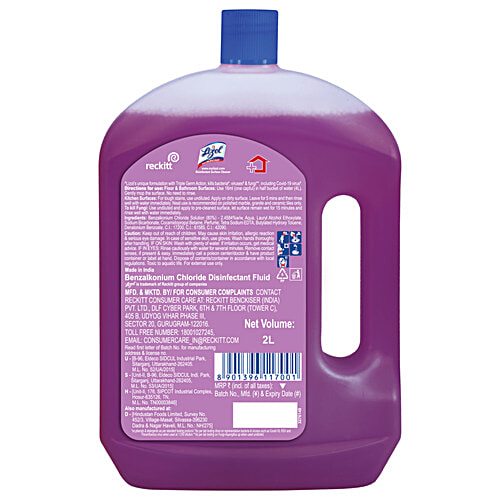 bb Combo Lizol Disinfectant Surface & Floor Cleaner Liquid Lavender 2 L + Refill 1.8 L, Combo 2 Items 