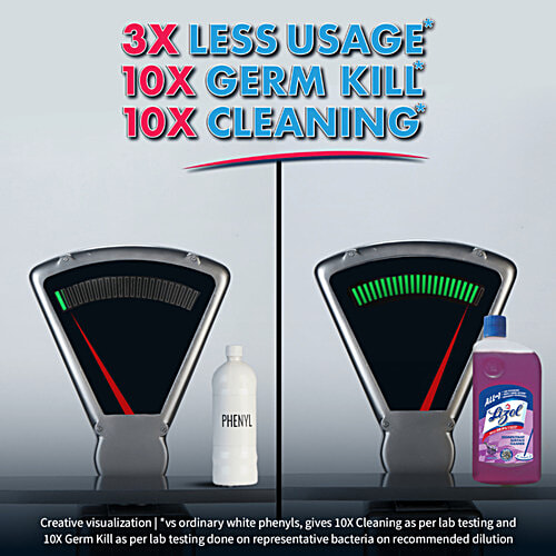 bb Combo Lizol Disinfectant Surface & Floor Cleaner Liquid Lavender 2 L + Refill 1.8 L, Combo 2 Items 