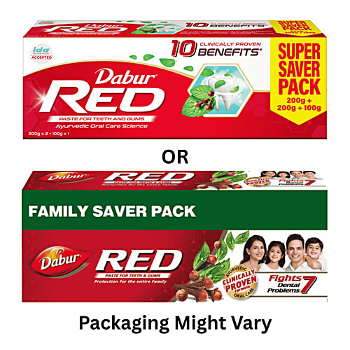 Dabur Red India's No.1 Ayurvedic Fluoride Free Paste, 3x500 g (Multipack) 