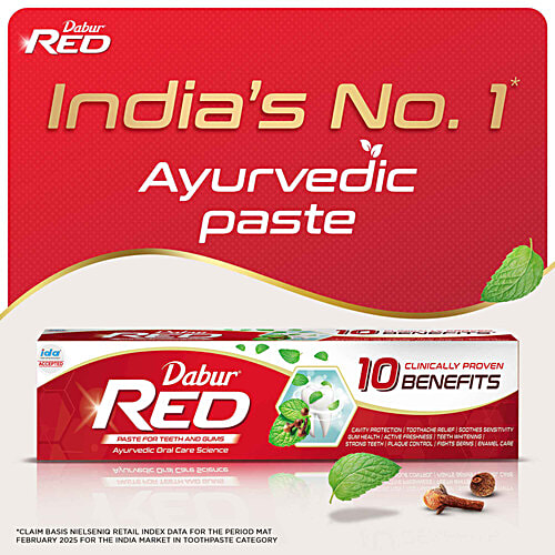 Dabur Red India's No.1 Ayurvedic Fluoride Free Paste, 3x500 g (Multipack) 