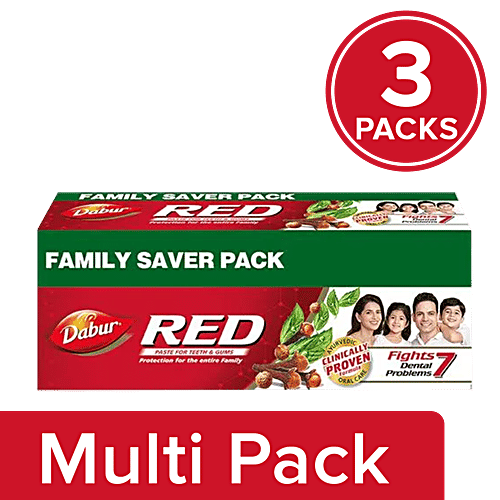 Dabur Red India's No.1 Ayurvedic Fluoride Free Paste, 3x500 g (Multipack) 