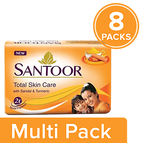 Santoor Bathing Soap - Sandal & Turmeric, 8 x 100 g (Multipack) Santoor Bathing Soap - Sandal & Turmeric, 8 x 100 g (Multipack)