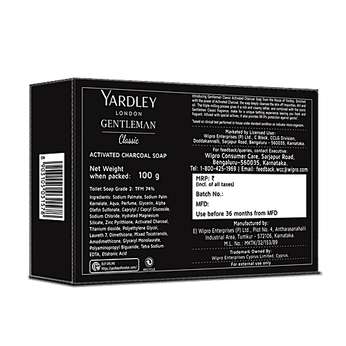 Buy Yardley London Activated Charcoal Soap Gentleman Classic Online