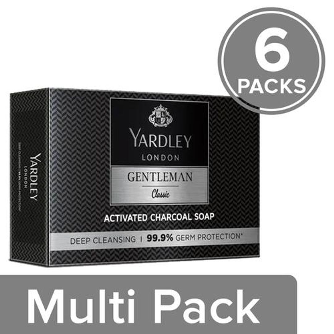 Yardley London Activated Charcoal Soap - Gentleman Classic, 6x100 g (Multipack)