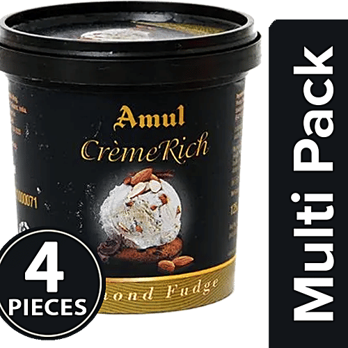 Amul Ice Cream - Rich Almond Fudge, 4x125 ml Multipack