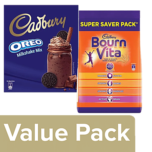 Cadbury Milkshake Mix, 200 g + Chocolate Health Drink - Bournvita, 750 g, Combo 2 Items 