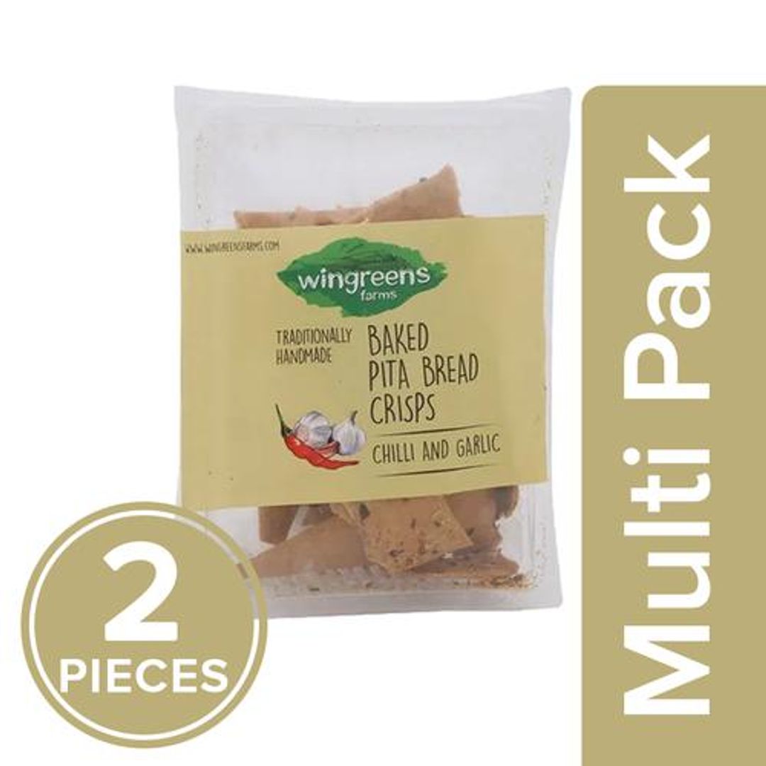 Wingreens Farms Baked Pita Bread Crisps - Chilli & Garlic, 2 x 100 g Multipack