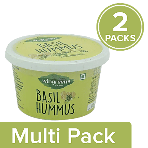 Wingreens Farms Basil Hummus, 2 x 150 g Multipack 