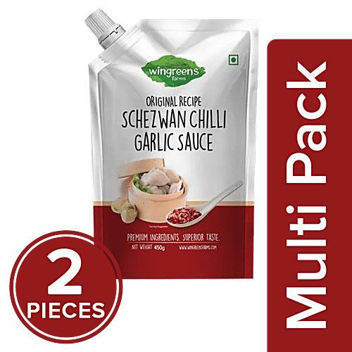 Wingreens Farms Original Recipe - Schezwan Chilli Garlic Sauce, 2 x 450 g Multipack 