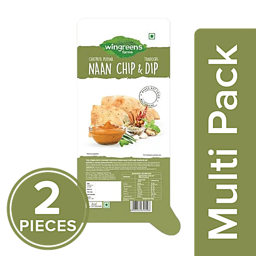 Wingreens Farms Chatpata Pudina Naan Chip + Tandoori Dip, 2 x 70 g Multipack 