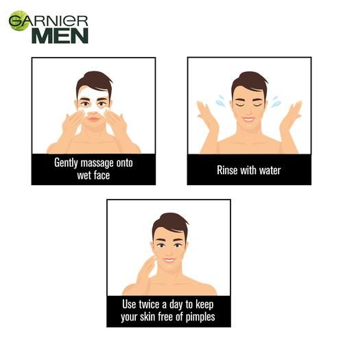 Garnier Men Acno Fight Anti-Pimple Facewash for Acne Prone Skin, 2x150 g (Multipack) 