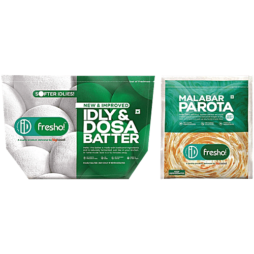 iD fresho! Idly Dosa Batter, 1 Kg + Malabar Parota, 400 g, Combo 2 Items 