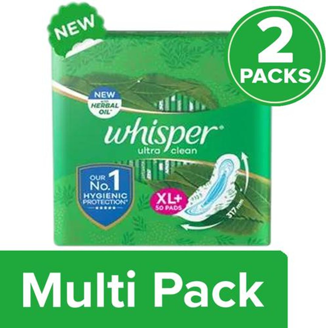 Whisper  Ultra Clean Sanitary Pads For Women, XL+, 2x50 pcs (Multipack)