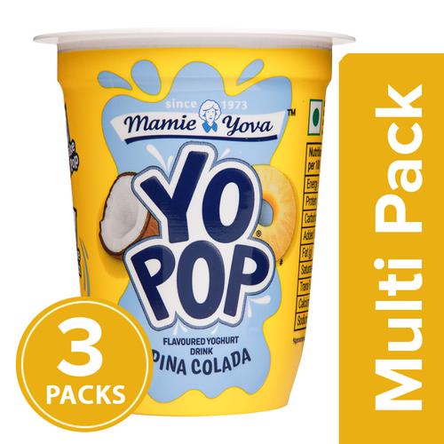 Mamie Yova Yo Pop Flavoured Yoghurt Drink - Pinna Colada, 3x125 ml Multipack 