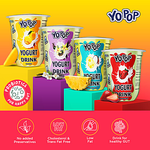 Mamie Yova Yo Pop Flavoured Yoghurt Drink - Vanilla, 3x125 ml Multipack 