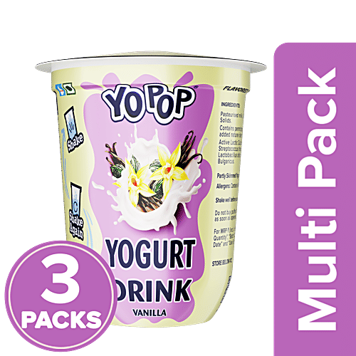 Mamie Yova Yo Pop Flavoured Yoghurt Drink - Vanilla, 3x125 ml Multipack 