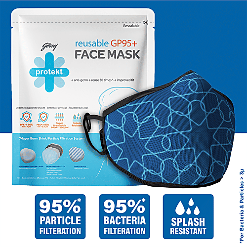 Godrej Protekt On The Go Travel Disinfectant Citrus Fragrance 85ml + Face Mask GP95+ - Blue 1pc, Combo 2 Items 