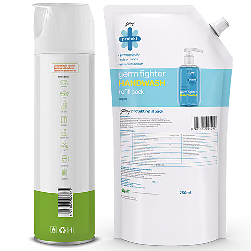Godrej Protekt Masterblaster Liquid Handwash 750ml + Disinfectant Spray Citrus Fragrance 240 ml, Combo 2 Items 
