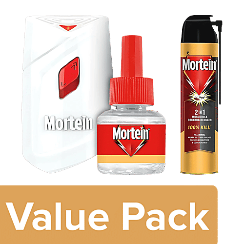 Mortein Insta Mosquito Repellent Machine, 35 ml + 2-In-1 Insect Killer Spray 400 ml, Combo 2 Items