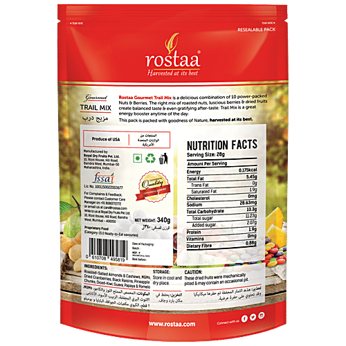Rostaa Berries - Morning 340 g Pouch + Mixed Dry Fruits - Trail Mix 340 g Pouch, Combo 2 Items