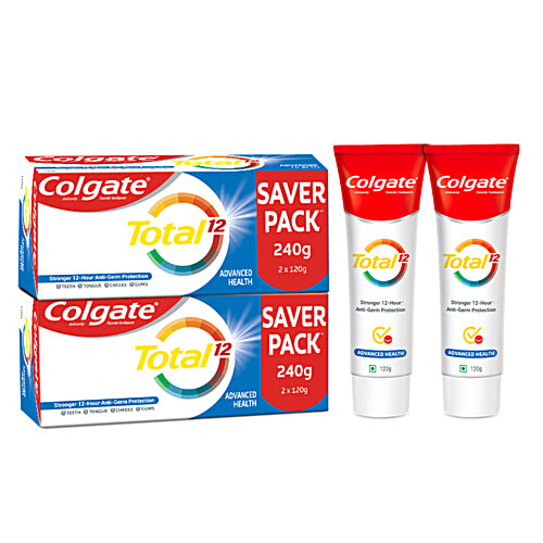 Colgate Whole Mouth Health, Antibacterial Toothpaste, 120gm + 120gm (Advanced Health, Saver Pack) (Pack of 2), 2x240 g (Multipack) 