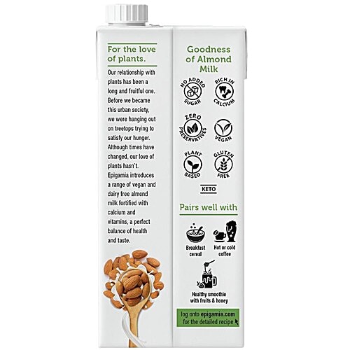 Epigamia  Unsweetened, Dairy Free - Almond Milk 2x1 L + Coconut Milk Yogurt 4x90 g, Combo 2 Items 