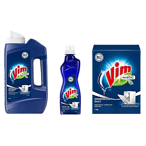 Buy Vim Matic Dishwasher Detergent Powder 1kg+Dishwash Rinse Aid 500ml