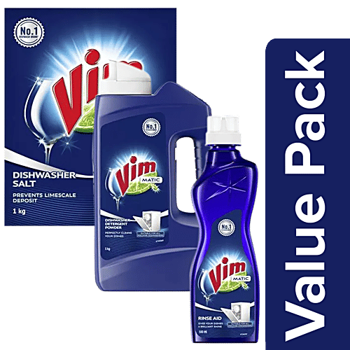 Buy Vim Matic Dishwasher Detergent Powder 1kg+Dishwash Rinse Aid 500ml
